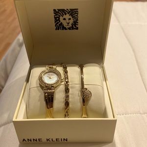 Anne Klein Premium Crystal Accented Bangle Watch Set